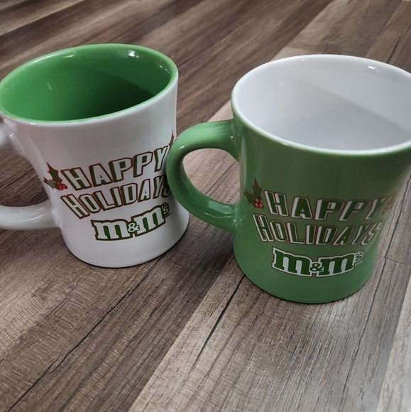 M&M Red & Green M & M 2008 Coffee Mugs His and Hers Set Vintage NEW - Picture 7 of 7